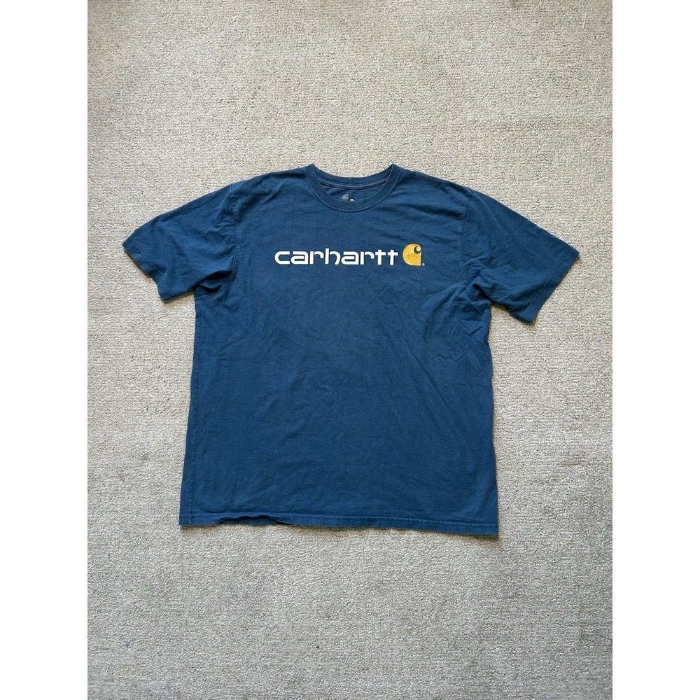 Carhartt T-Shirt Mens 2XL Original Fit Blue Short Sleeve Tee - Front & Back Logo